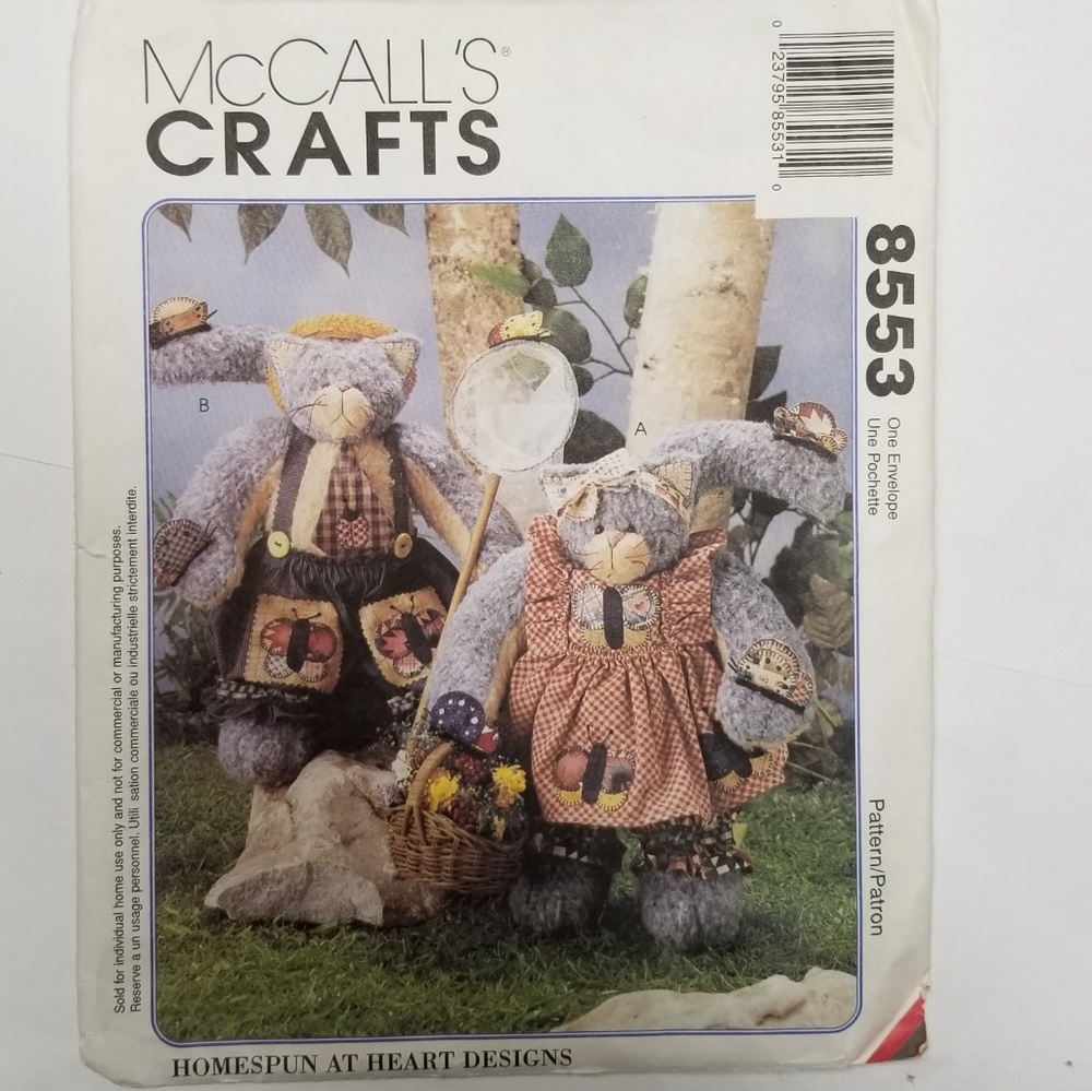 McCall's Sewing Pattern 8553 Stuffed Cat Doll plus